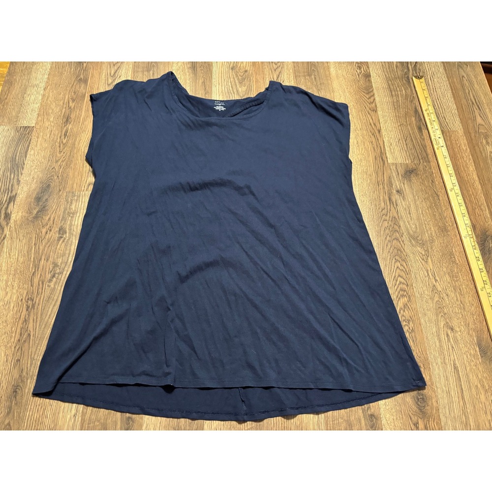 J.Jill Fit Back-Keyhole Tee Womens Size XL Navy Blue T-Shirt Short Sleeve Active